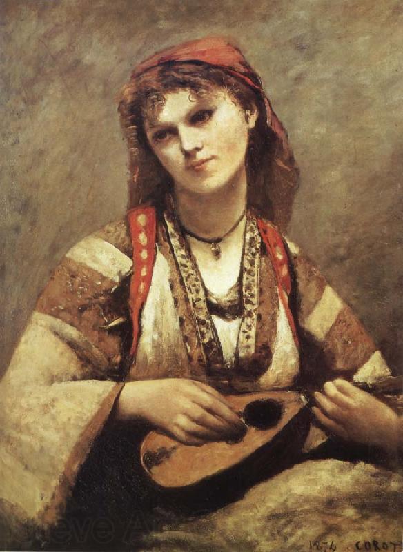 Corot Camille Christine Nilson or Bohemia with Mandolin Norge oil painting art